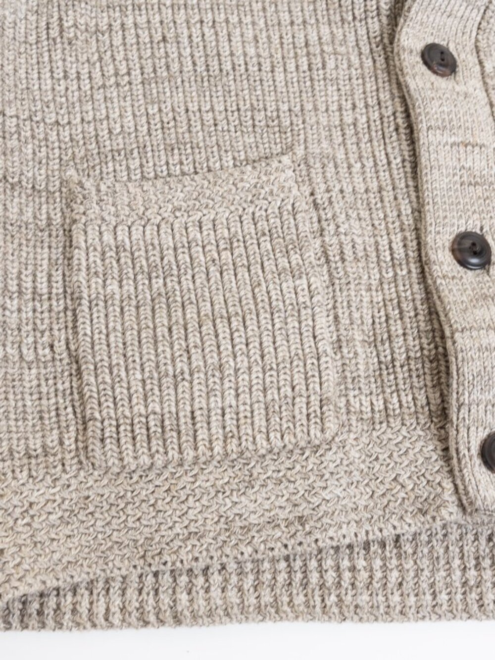 Polo Ralph Lauren Chunky Shawl Collar Cardigan Oatmeal Beige Cotton Knit L - Picture 7 of 13